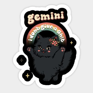 gemini black kitty i don’t give a sh!t Sticker